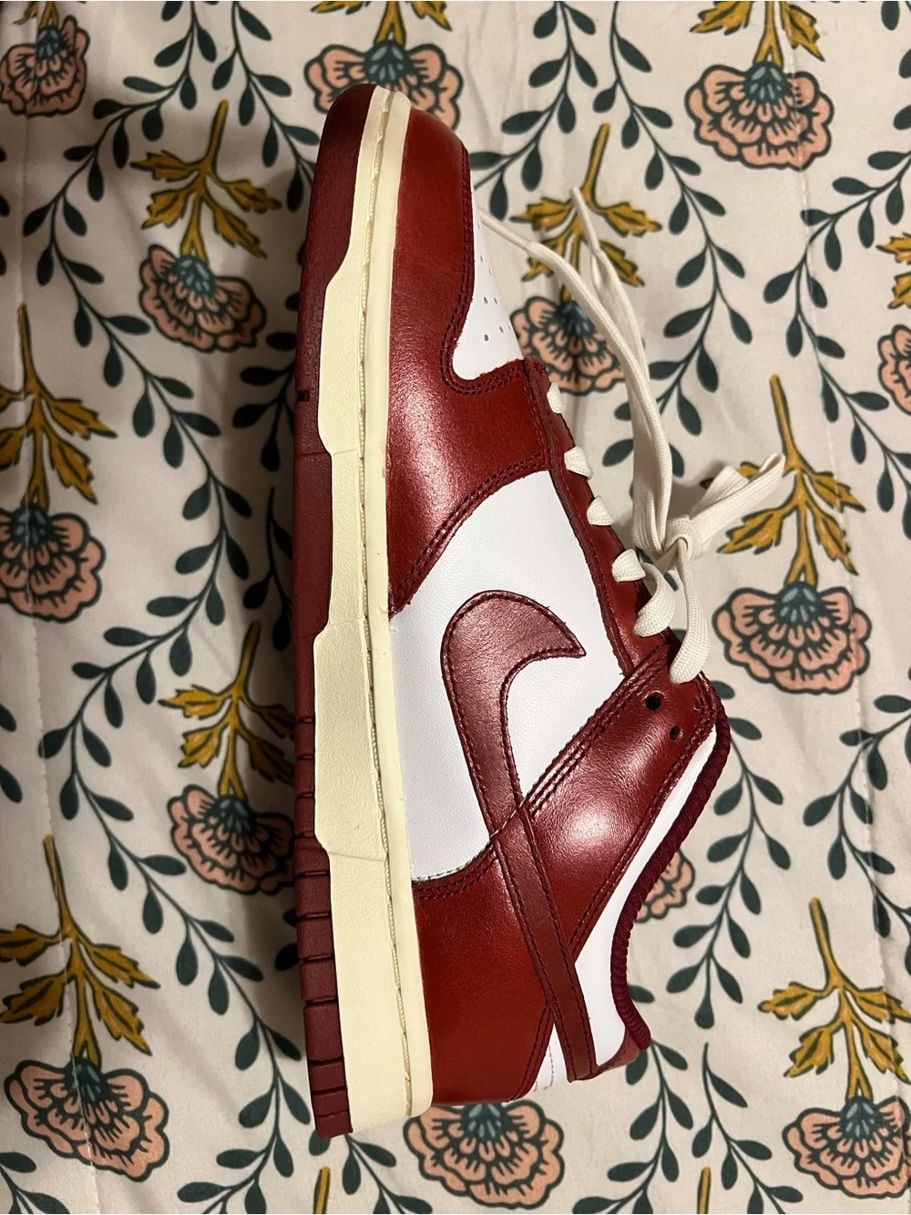 nike dunk low prm   white/team red - coconut milk   size 8 wmns